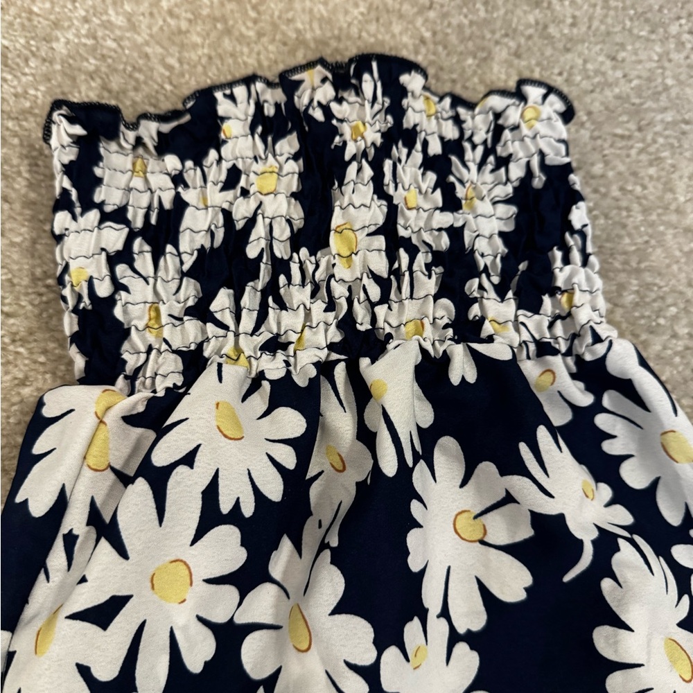 Navy and White wide legged pants with elastic waistband. size L - Picture 2 of 7